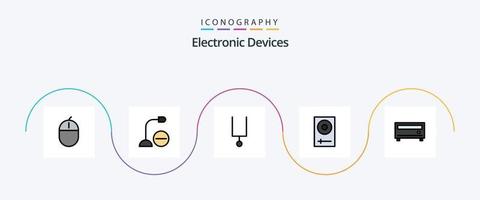 paquete de iconos de 5 planos llenos de línea de dispositivos que incluye mezclador. DJ. hardware. dispositivos. diapasón vector