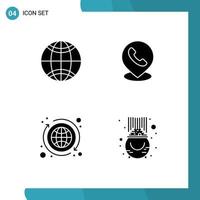 Pictogram Set of 4 Simple Solid Glyphs of global exchange telephone location fortune Editable Vector Design Elements