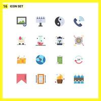 16 Universal Flat Color Signs Symbols of cart incoming salon contact us call Editable Pack of Creative Vector Design Elements