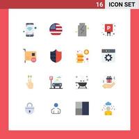 Universal Icon Symbols Group of 16 Modern Flat Colors of computers sign eco parking car Editable Pack of Creative Vector Design Elements