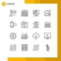 Outline Pack of 16 Universal Symbols of photo newsletter loudspeaker offer award Editable Vector Design Elements