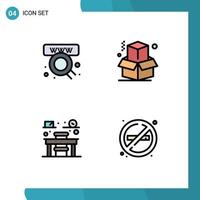 Universal Icon Symbols Group of 4 Modern Filledline Flat Colors of commerce school web office no Editable Vector Design Elements