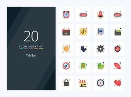 20 Tab Bar Flat Color icon for presentation vector