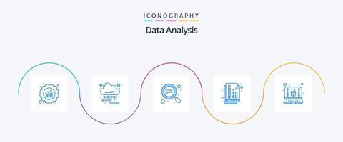 Data Analysis Blue 5 Icon Pack Including computer. digital. search. database. web vector