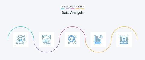 Data Analysis Blue 5 Icon Pack Including computer. digital. search. database. web vector