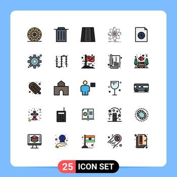 25 Filled line Flat Color concept for Websites Mobile and Apps file science perspective research data Editable Vector Design Elements