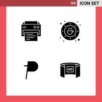 Pictogram Set of 4 Simple Solid Glyphs of printer potcoin education coffee crypto Editable Vector Design Elements