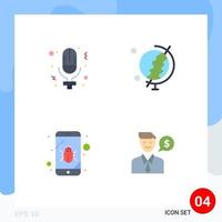 Modern Set of 4 Flat Icons Pictograph of day security women globe man Editable Vector Design Elements