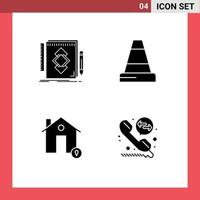 4 User Interface Solid Glyph Pack of modern Signs and Symbols of design estate draw construction location Editable Vector Design Elements