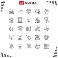 25 Thematic Vector Lines and Editable Symbols of science education cap computing brower Editable Vector Design Elements