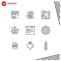 9 Thematic Vector Outlines and Editable Symbols of coding c map plant lotus Editable Vector Design Elements