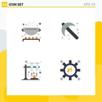 Pack of 4 Modern Flat Icons Signs and Symbols for Web Print Media such as cook science pan spade advertising Editable Vector Design Elements