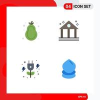 Modern Set of 4 Flat Icons Pictograph of fruit power pear finance eco Editable Vector Design Elements