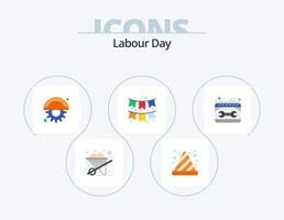 Labour Day Flat Icon Pack 5 Icon Design. maintenance. calendar. cutter. garlands. decoration vector