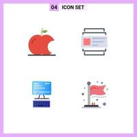 4 Thematic Vector Flat Icons and Editable Symbols of apple computing cards computer flag Editable Vector Design Elements