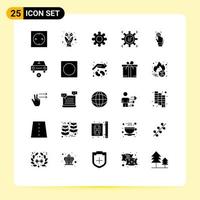 Pack of 25 creative Solid Glyphs of scan identity setting fingerprint marketing process Editable Vector Design Elements