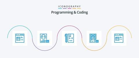 Programming And Coding Blue 5 Icon Pack Including develop. app. development. file. develop vector