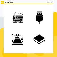 User Interface Solid Glyph Pack of modern Signs and Symbols of bus goal cable usb coin Editable Vector Design Elements