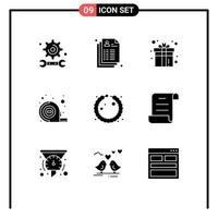 Set of 9 Modern UI Icons Symbols Signs for jewelry tool gift tape play Editable Vector Design Elements