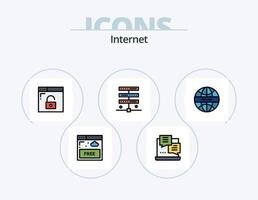 paquete de iconos llenos de línea de Internet 5 diseño de iconos. almacenamiento. Internet. web. datos. parada vector