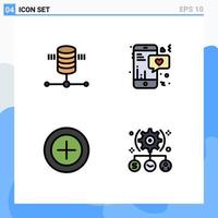 Stock Vector Icon Pack of 4 Line Signs and Symbols for computing money web hosting chat task Editable Vector Design Elements