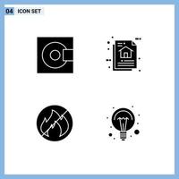 Modern Set of 4 Solid Glyphs Pictograph of devices program algorithm products data fire Editable Vector Design Elements