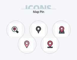 diseño de icono de paquete de 5 iconos llenos de línea de pin de mapa. mapa. teléfono. mapa. alfiler. localización vector