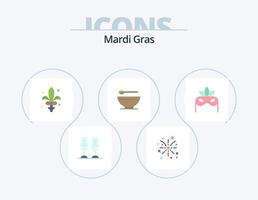 mardi gras flat icon pack 5 diseño de iconos. máscara. Mardi Gras. juego. cocina. cuenco vector