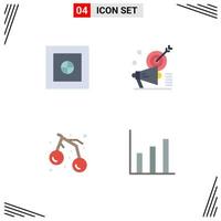 4 Thematic Vector Flat Icons and Editable Symbols of finance summer campaign target cherry Editable Vector Design Elements