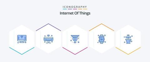 Internet Of Things 25 Blue icon pack including internet. internet. iot. hand watch. closed vector