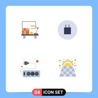 4 Creative Icons Modern Signs and Symbols of workplace socket table symbols eco Editable Vector Design Elements