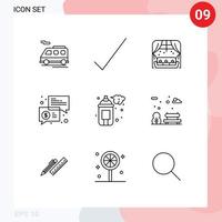 User Interface Pack of 9 Basic Outlines of arts spray window communication keynote Editable Vector Design Elements