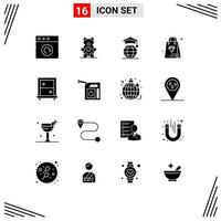 Set of 16 Modern UI Icons Symbols Signs for car dressing internet window bag Editable Vector Design Elements