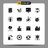 16 User Interface Solid Glyph Pack of modern Signs and Symbols of gmo invest app growth development Editable Vector Design Elements