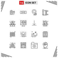 Universal Icon Symbols Group of 16 Modern Outlines of sparkling ramadan location prayer mat Editable Vector Design Elements