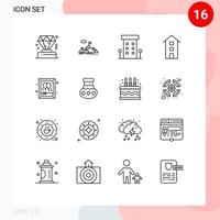 16 Universal Outlines Set for Web and Mobile Applications night gift mountains store shop front Editable Vector Design Elements