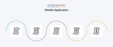 paquete de iconos de la línea 5 de la aplicación móvil que incluye edición. Wifi. cerca. teléfono. aplicación vector