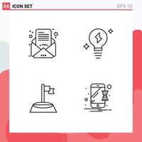 4 Universal Line Signs Symbols of business mail golf mail power device Editable Vector Design Elements