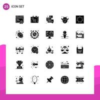 User Interface Pack of 25 Basic Solid Glyphs of baby frankenstein group face arrow Editable Vector Design Elements