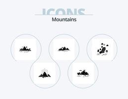 Mountains Glyph Icon Pack 5 Icon Design. nature. hill. nature. tree. landscape vector