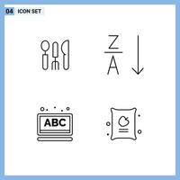 Pictogram Set of 4 Simple Filledline Flat Colors of cutlery online travel sort farming Editable Vector Design Elements