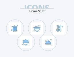 Home Stuff Blue Icon Pack 5 Icon Design. floor. noodles. bin. food. bowl vector