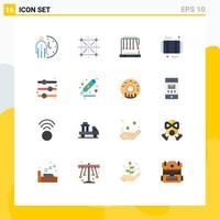 Modern Set of 16 Flat Colors Pictograph of mat bathroom programing bath physics Editable Pack of Creative Vector Design Elements