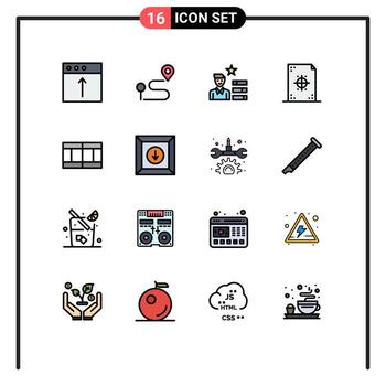 Editable Vector Line Pack of 16 Simple Flat Color Filled Lines of field paper find job development coding Editable Creative Vector Design Elements