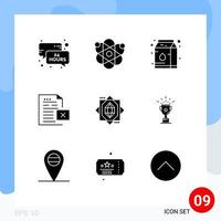 Group of 9 Modern Solid Glyphs Set for forming office canned file delete Editable Vector Design Elements