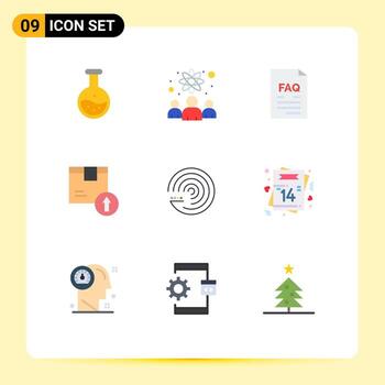 9 Thematic Vector Flat Colors and Editable Symbols of logistic box scientists arrow up help Editable Vector Design Elements