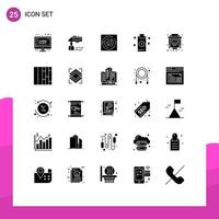 25 User Interface Solid Glyph Pack of modern Signs and Symbols of port power circle energy battery Editable Vector Design Elements