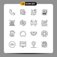 16 Creative Icons Modern Signs and Symbols of window frame flag tag barcode Editable Vector Design Elements