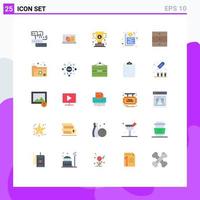 Flat Color Pack of 25 Universal Symbols of report file briefcase document success Editable Vector Design Elements