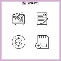 Group of 4 Filledline Flat Colors Signs and Symbols for steering disease play healthcare add Editable Vector Design Elements